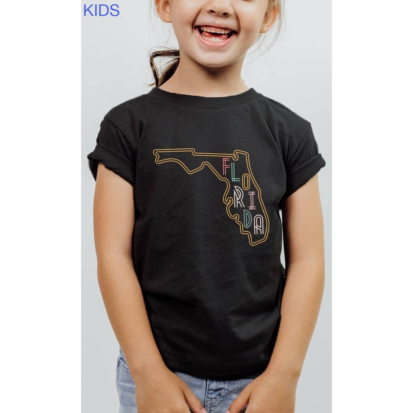 Kids By Kissed Apparel - Vente T-shirt sérigraphié – enfant - T-shirts graphiques Neon State Shape pour enfants13