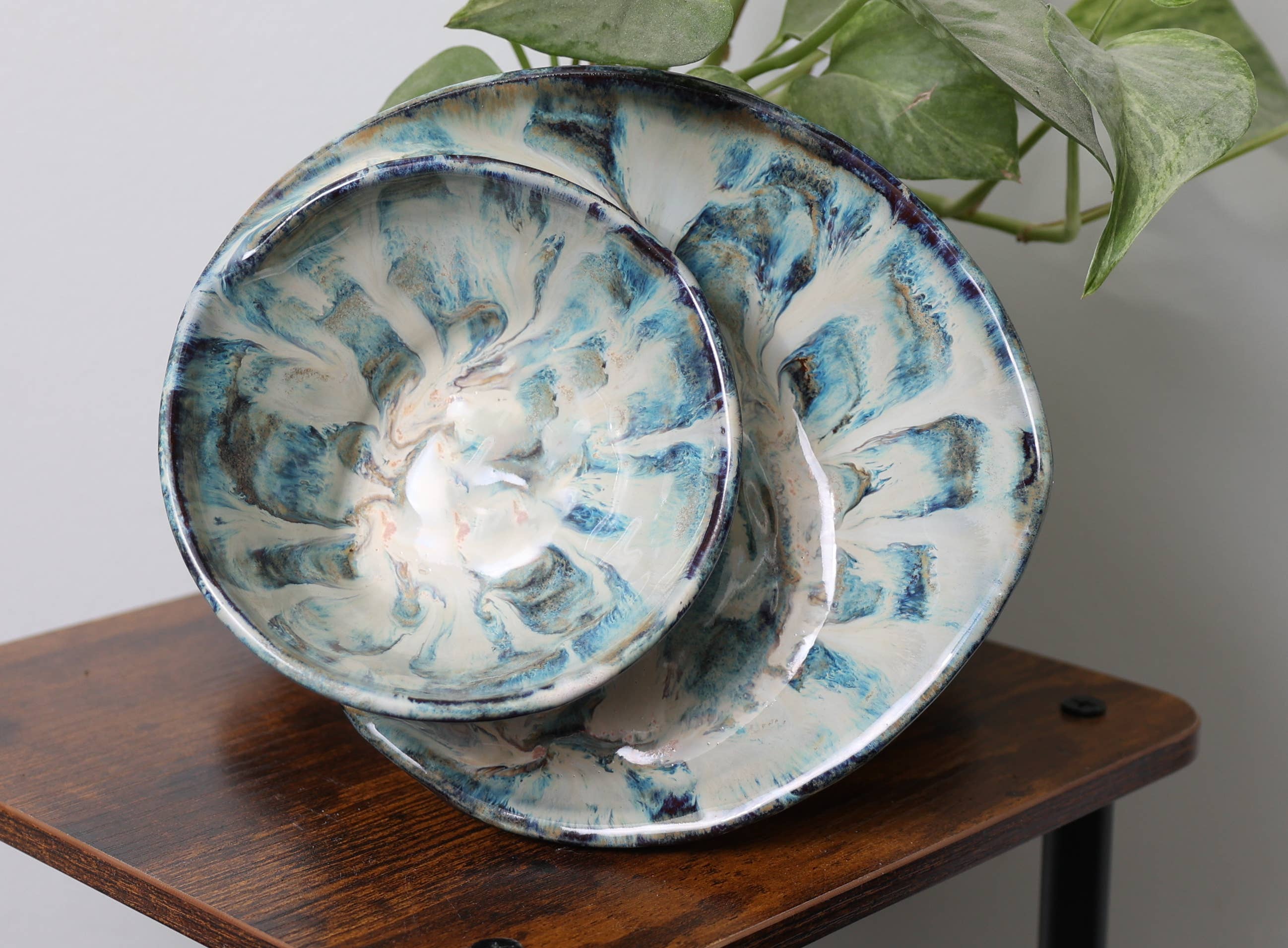 Sawdust and Clay - Wholesale Decorative Plate/Dish/Bowl - Artisan Swirly Bowls- Ceramic Serving Bowls- Assorted Case3