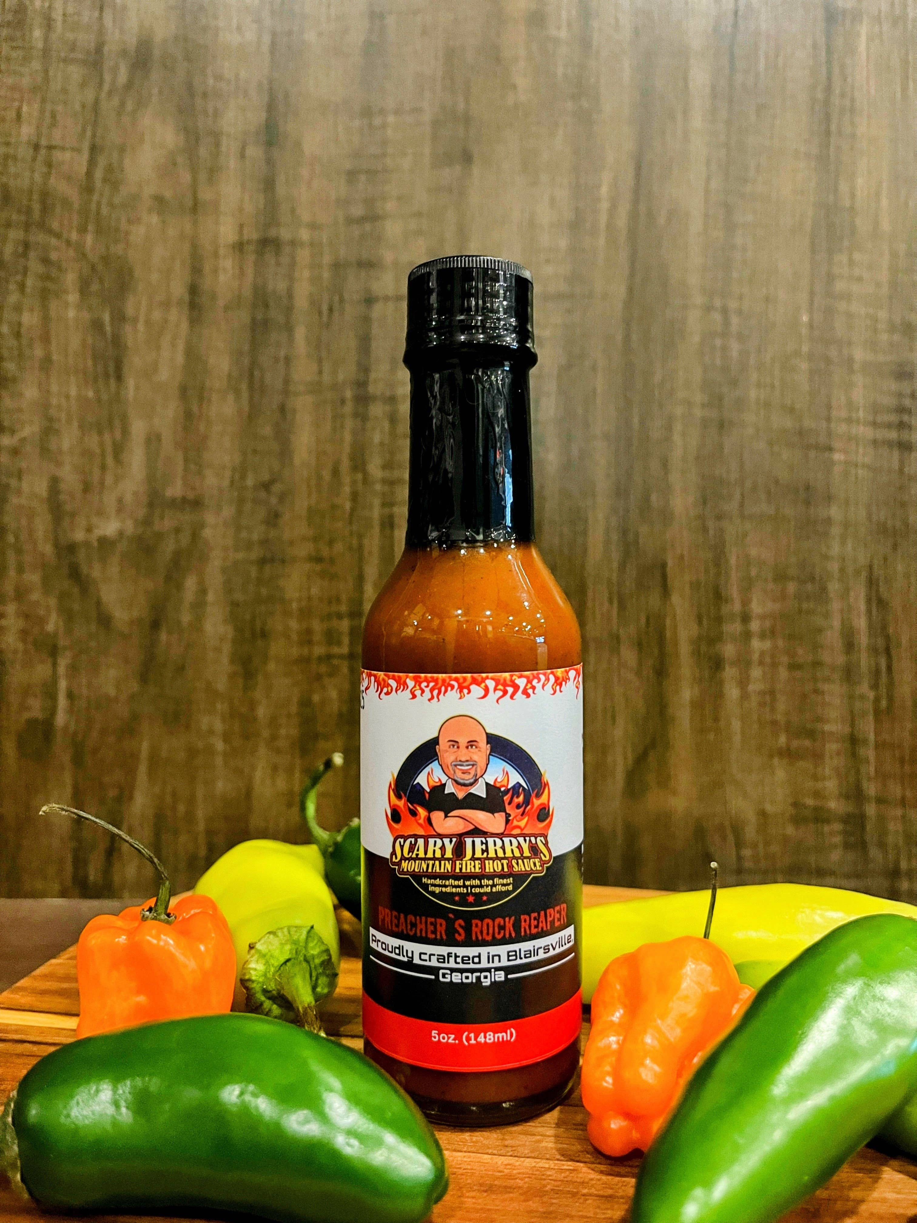 Scary Jerry's Mountain Fire Hot Sauce - Wholesale Hot Sauce - Preacher's Rock Reaper Hot Sauce1