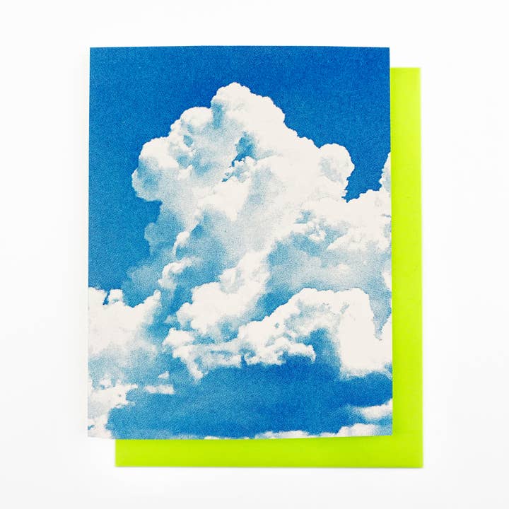 Southwest Clouds - Cumulus Congestus - Risograph Card for wholesale by Next Chapter Studio