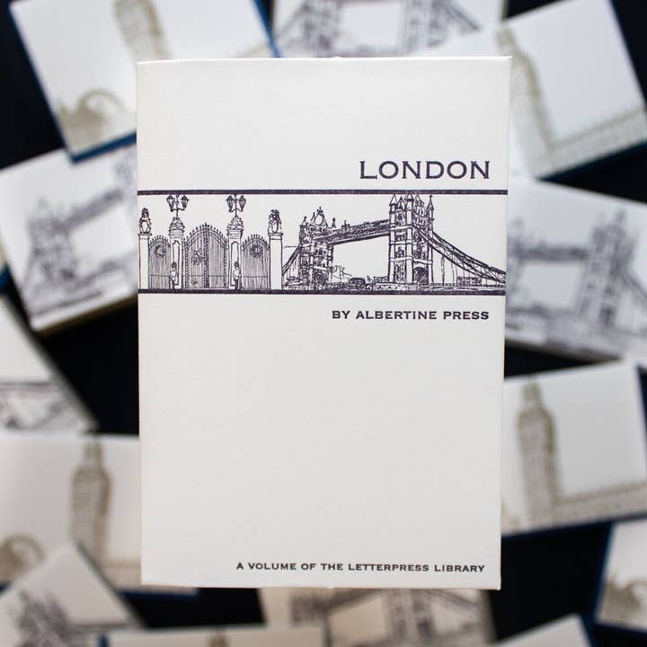 London Letterpress Bibliotek Note Card Sæt for engroshandel hos Albertine Press