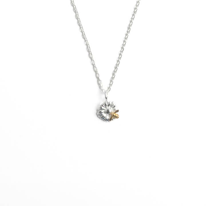Flower And Bee Pendant - Two Tone for wholesale by Bill Skinner