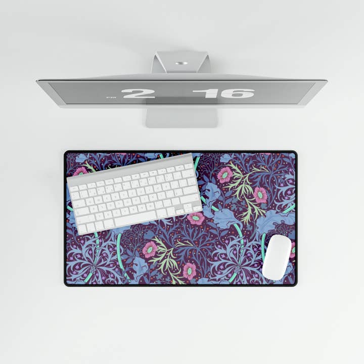 Willy Morris Home Emporium - Wholesale Desk pad - Desk Mat inspired by William Morris - Seaweed Collection (Pink Flower)1