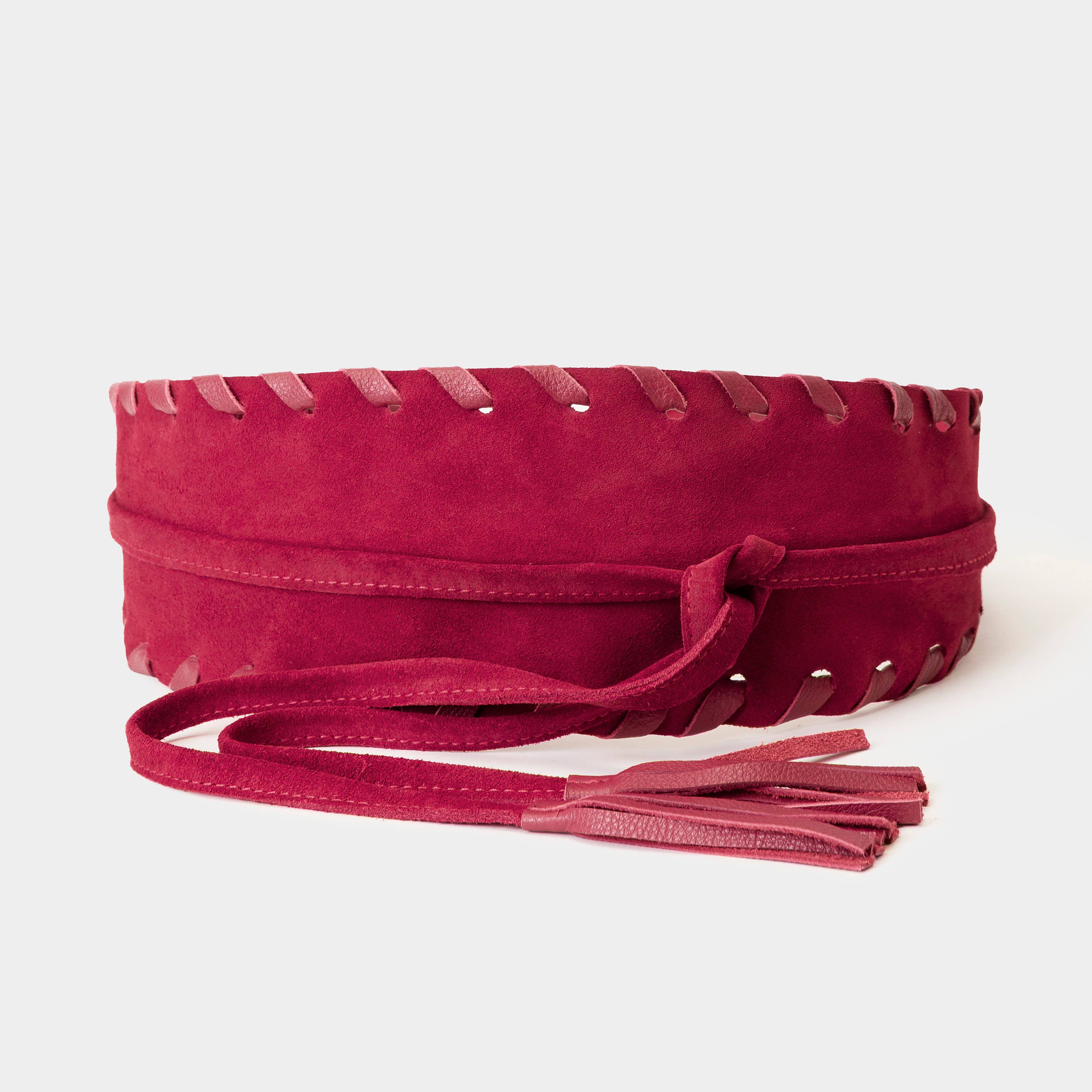 JUAN·JO GALLERY      (Leather Gallery, SCP) – Engroshandel Bælte - Dame – Boho-style bælte i ruskind med bindebånd - Brun8