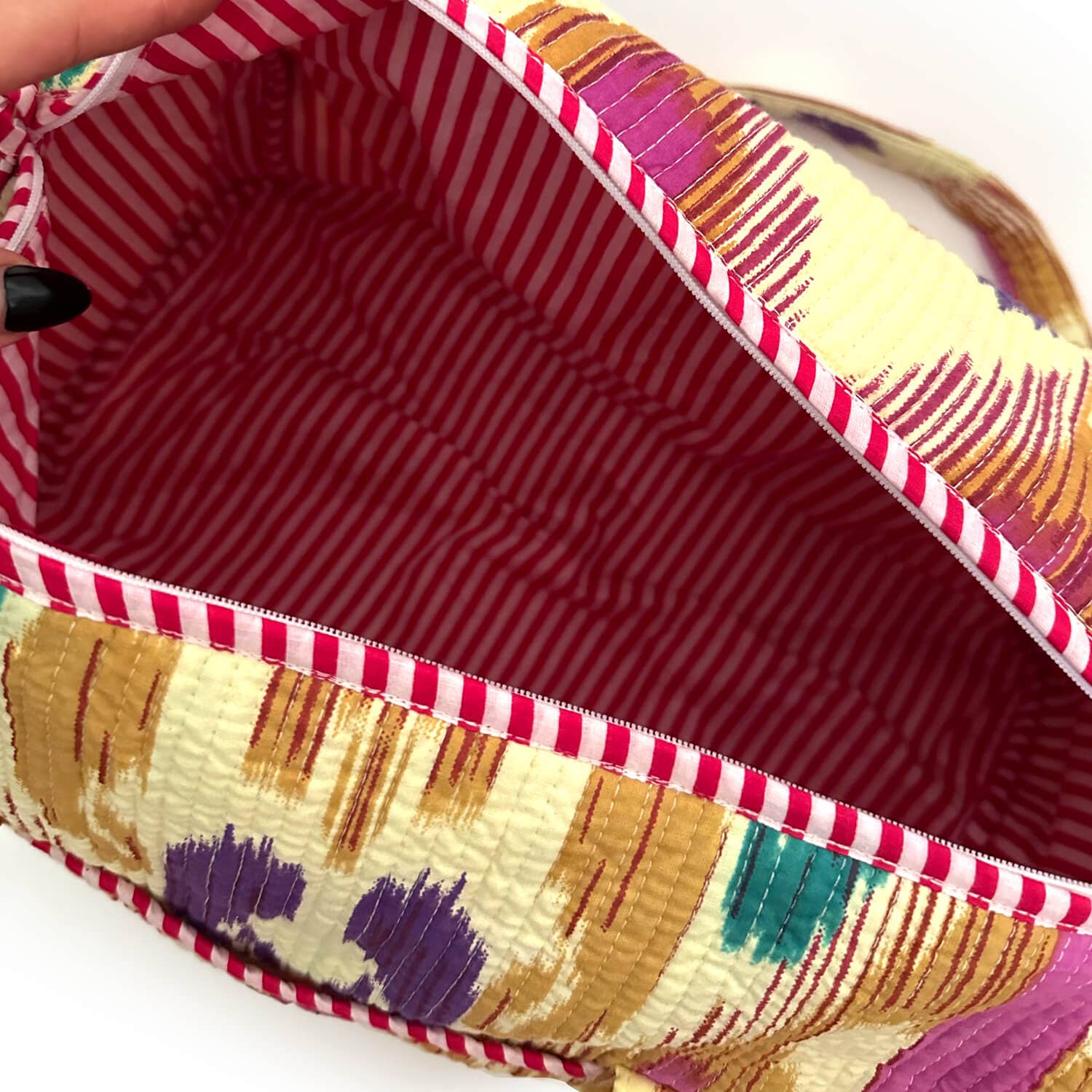 kikooni – Großhandel Weekender-Tasche – Damen – handgemachte Baumwolltasche  "HAPPY IKAT"3