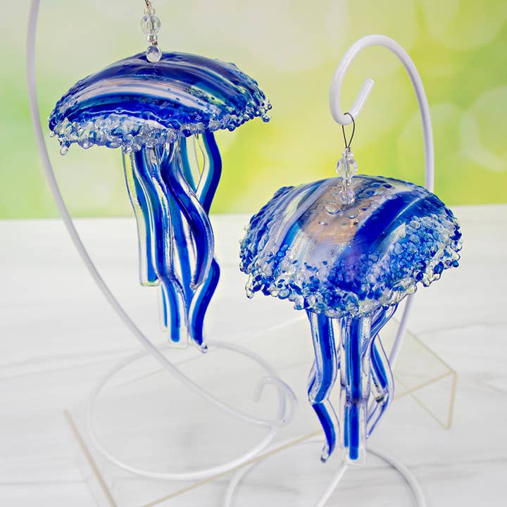 Baby Jellyfish Ornament - Blue Spirit for wholesale by Living in Glass Houses