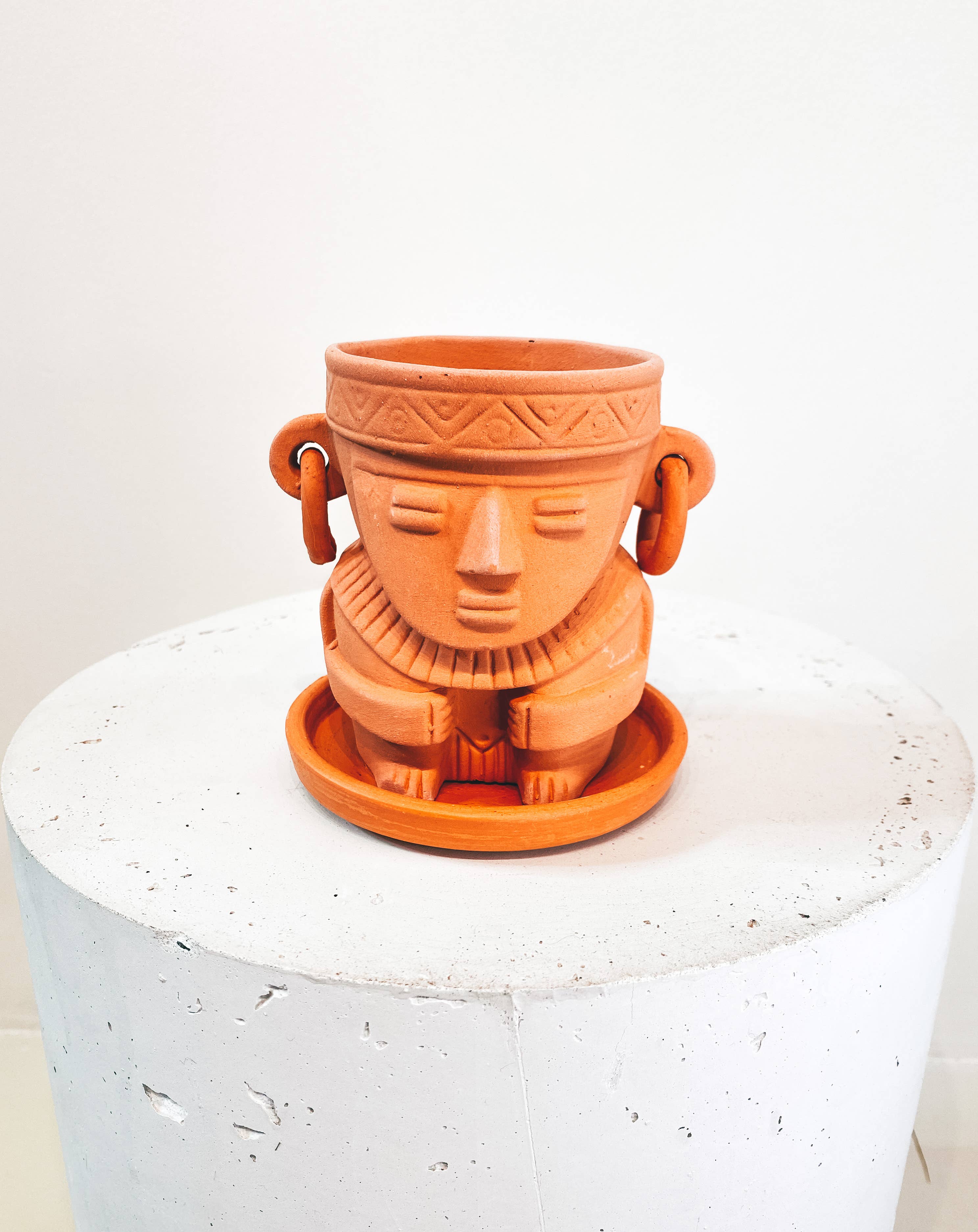 BOHO DECO – wholesale Plant pot – 12 X Muisca man face terracotta pot D9 H12 (RRP €16)1