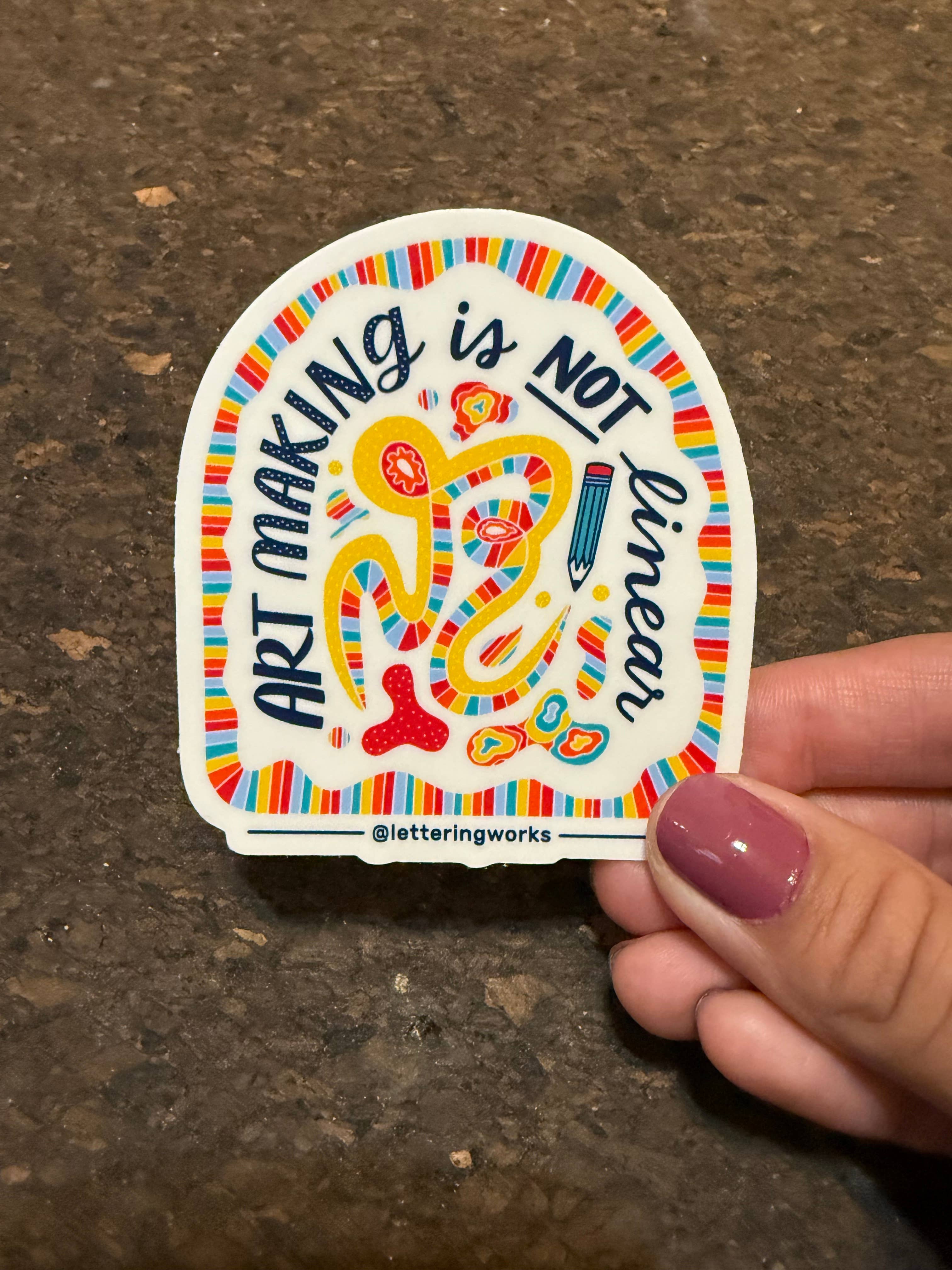 Lettering Works - Wholesale Sticker - Art Making Isn't Linear Sticker2