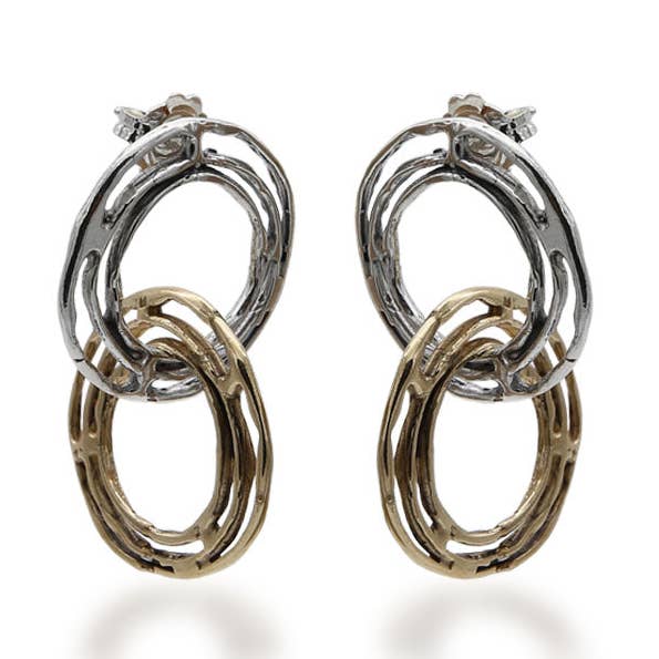 Øreringe med to vedhæng i 925 sølv og bronze - ORA046 for engroshandel hos Mandile Gioielli