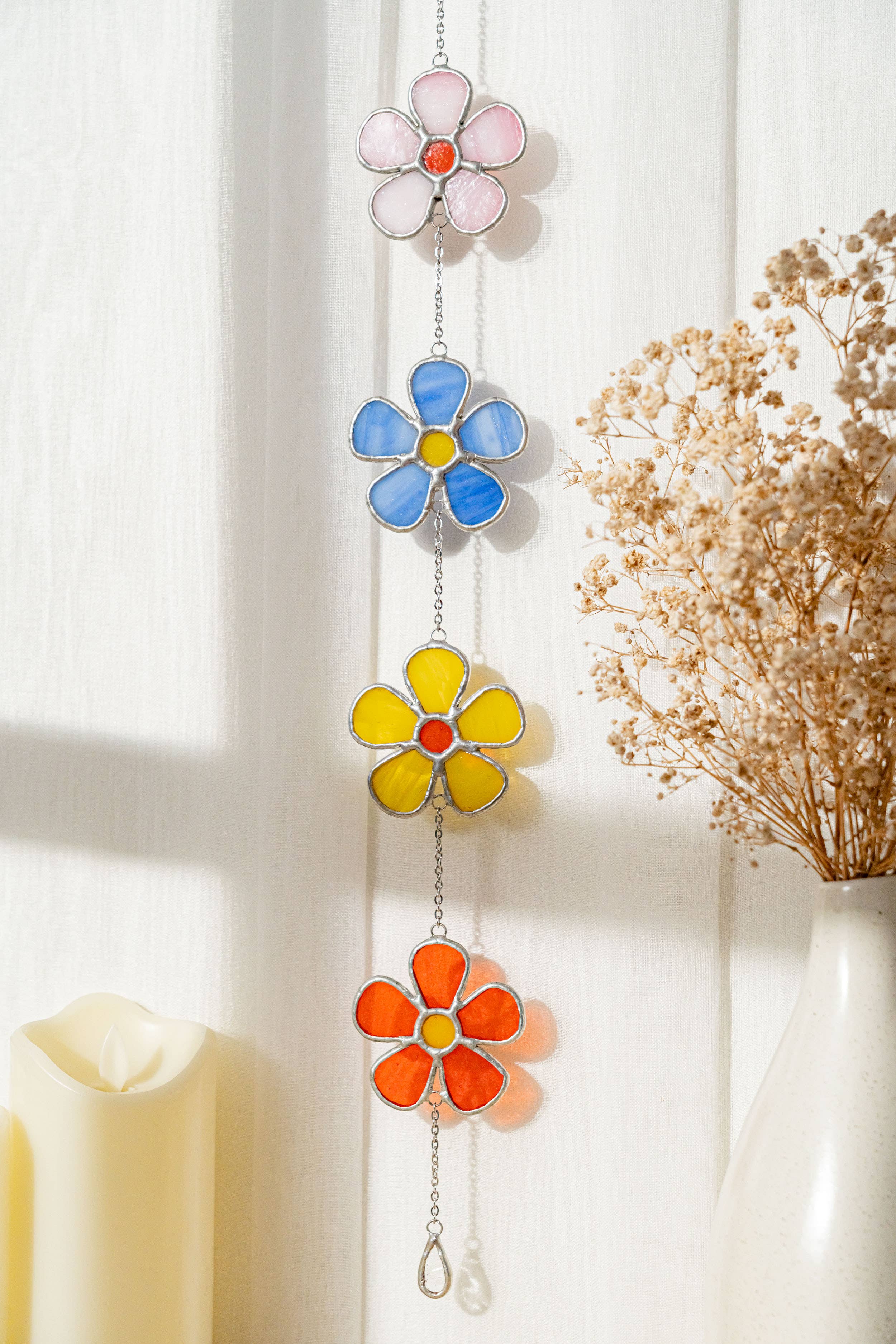 MondoBellissimo - Vendita all'ingrosso Bandierine/Ghirlande - Ghirlanda di Fiori in Vetro Colorato per Decorazione di Finestre F956