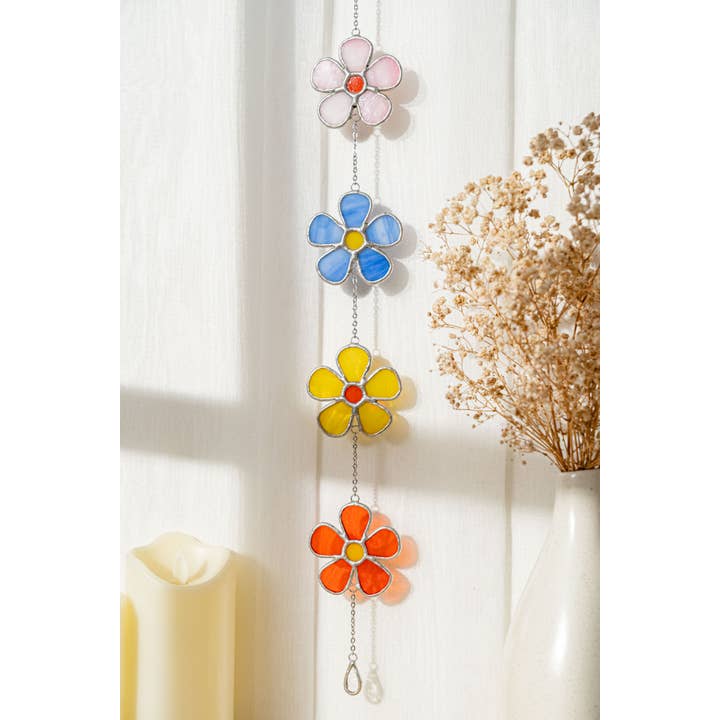 MondoBellissimo - Vendita all'ingrosso Bandierine/Ghirlande - Ghirlanda di Fiori in Vetro Colorato per Decorazione di Finestre F956