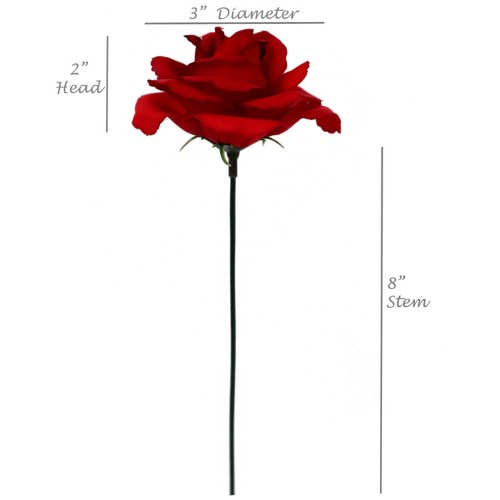 Larksilk - Wholesale Artificial Flowers - Dark Red Silk Rose Picks | 50 Pack - 8In X 3In.