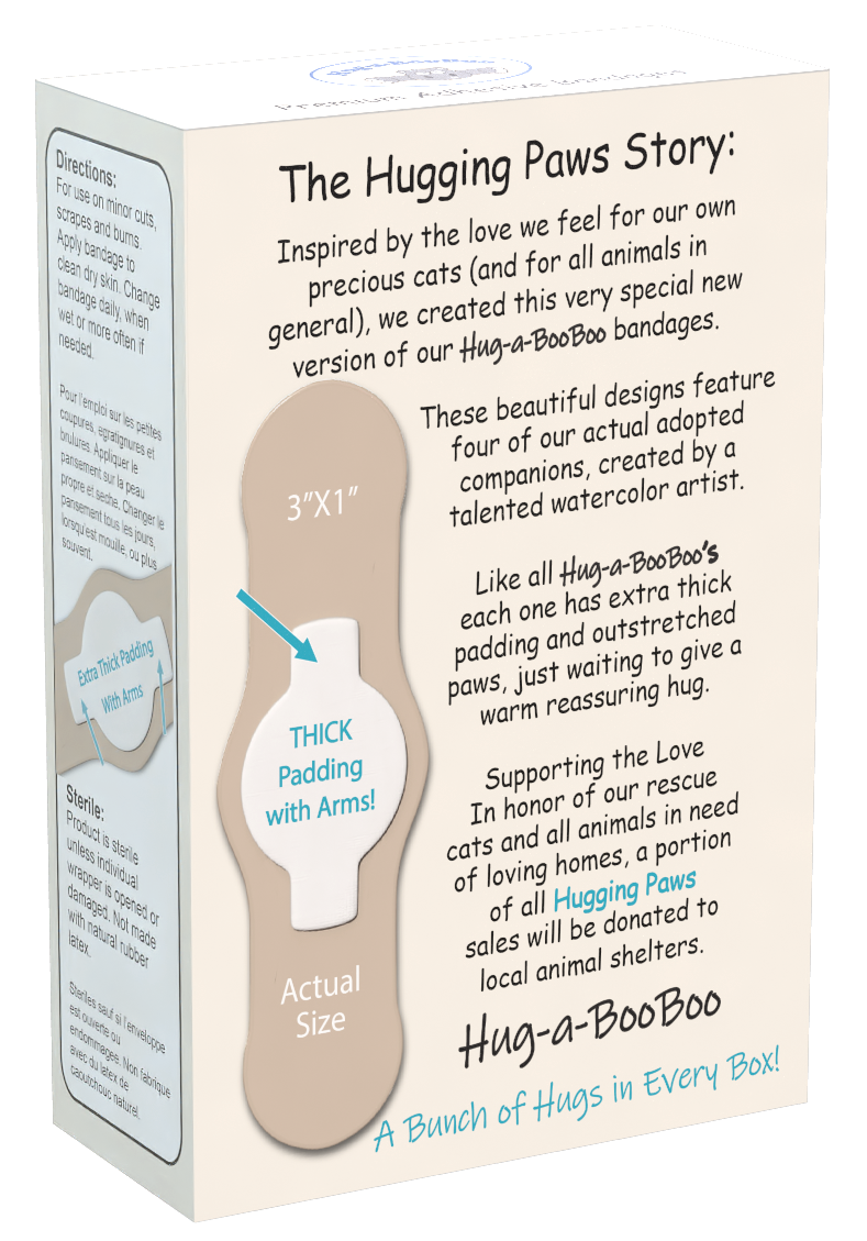 Hug-a-BooBoo - Wholesale Bandaids/Bandages - Hug-a-BooBoo "Hugging Paws" Premium CAT Bandages 24ct Box1