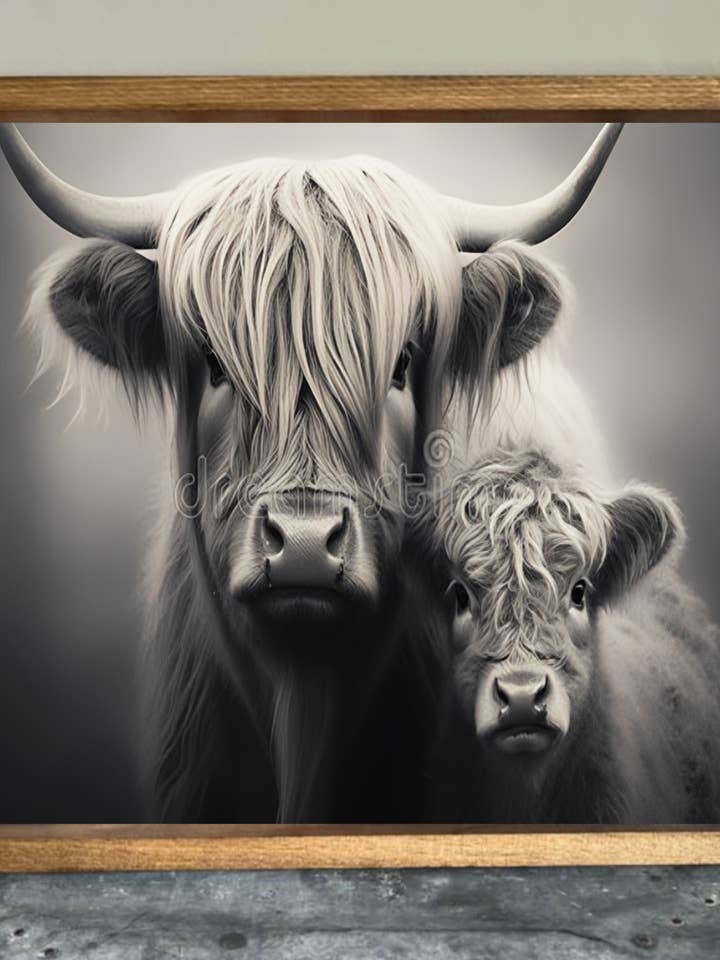 Me and Mom Highland Cow Farmhouse Sign for wholesale by Stir Crazy Signs