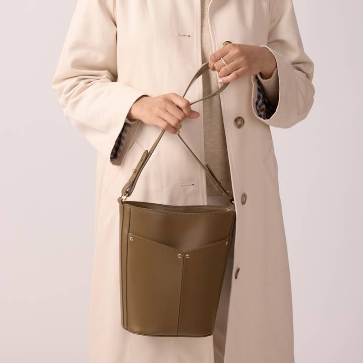 Maradji - Wholesale Shoulder Bag - Women's - BRONZE LEATHER BUCKET BAG GABRIELLE6