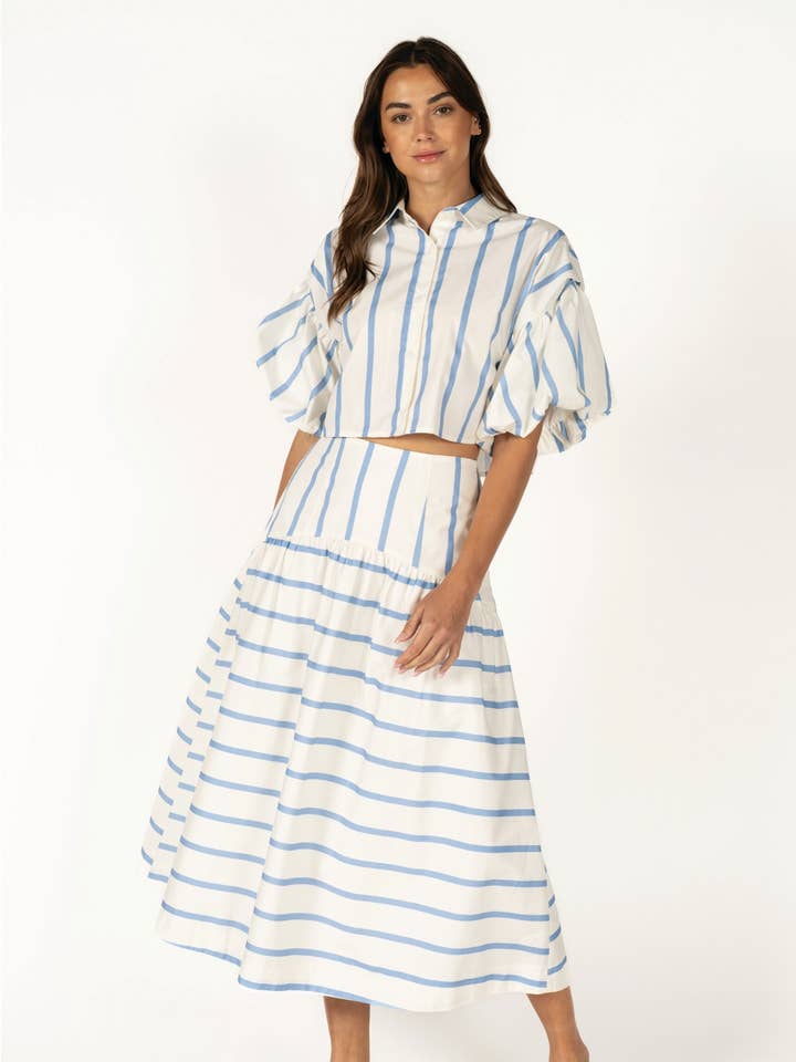 Striped High-Waisted Midi Skirt RS121 for wholesale by Reminiscence