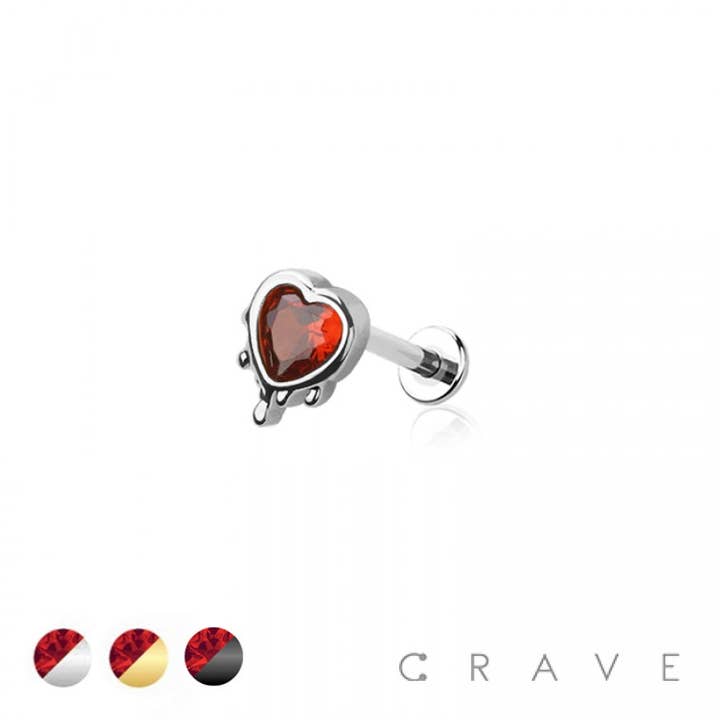 CZ MELTING HEART PUSH IN (THREADLESS) TOP 316L SURGICAL for wholesale by CRAVE