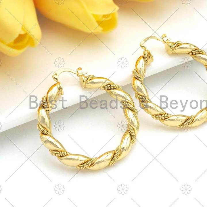 Aros retorcidos dorados, Sku #J310 para venta al por mayor de BestBeads&Beyond