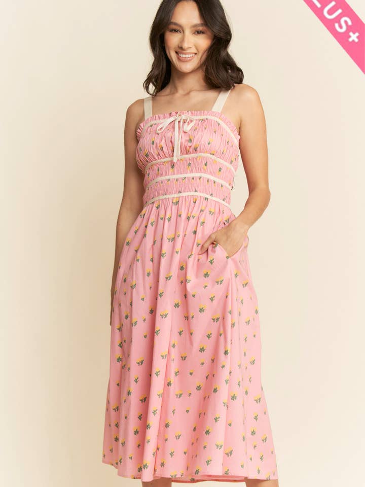 Davi & Dani - Vente Robe – femme - ROBE MIDI EN VELOURS À SMOCKING AVEC PLUS DE CONTRASTE3