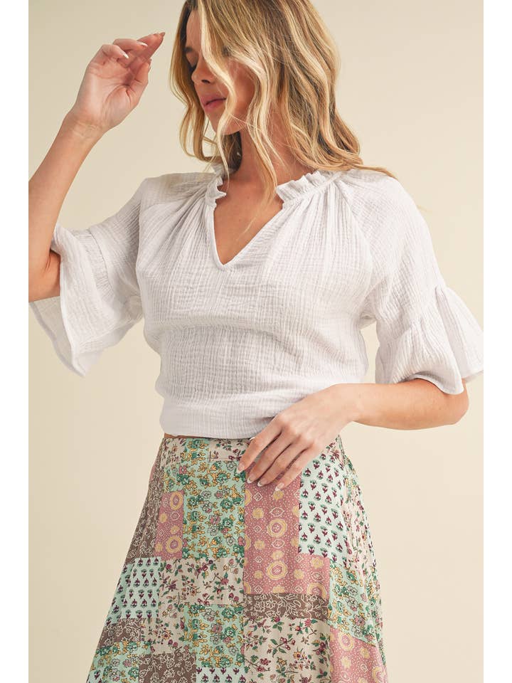 AEMI + CO - Wholesale Blouse - Women's - 8258DK Tes 3/4 Sleeve Ruffle Top33