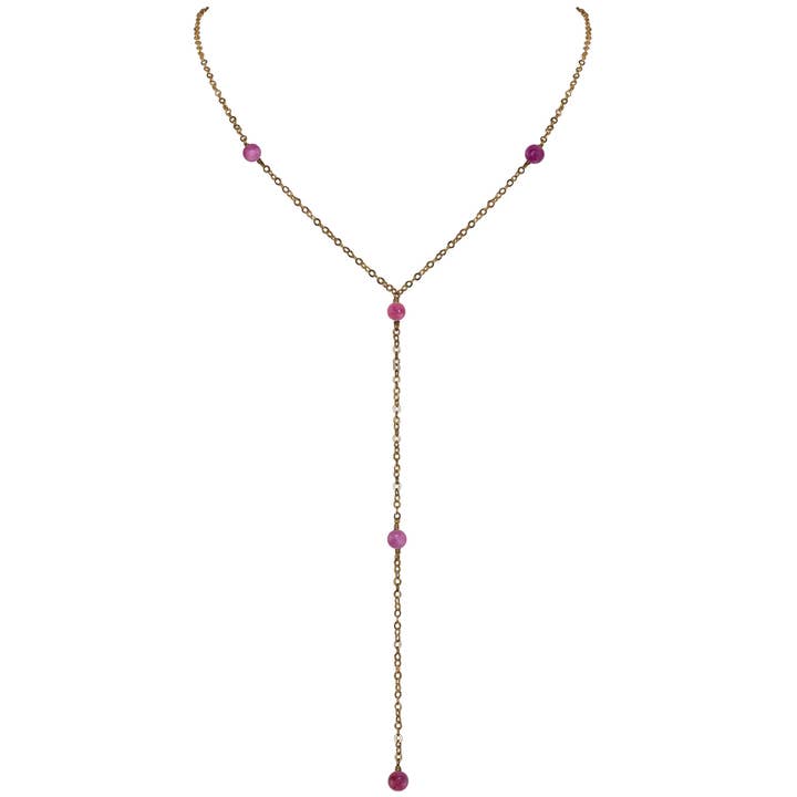 Dainty Ruby Lariat Necklace for wholesale by Luna Tide