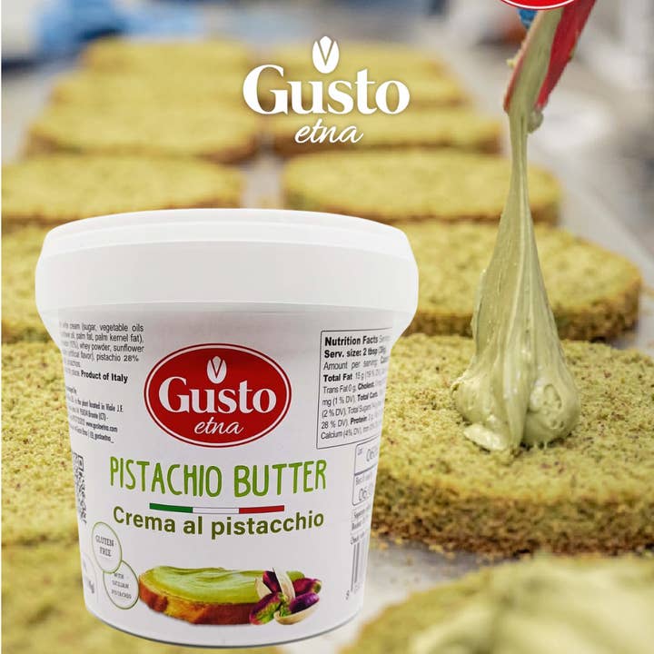 Wholesale Italian Food - Wholesale Nut Butter - Gusto Etna, 6.6 lb (3 kg) Sweet Pistachio Butter Cream tub