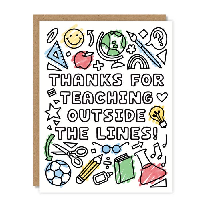 Thanks for Teaching Outside of the Lines Teacher Card for wholesale by Tiny Buffalo Designs Co.