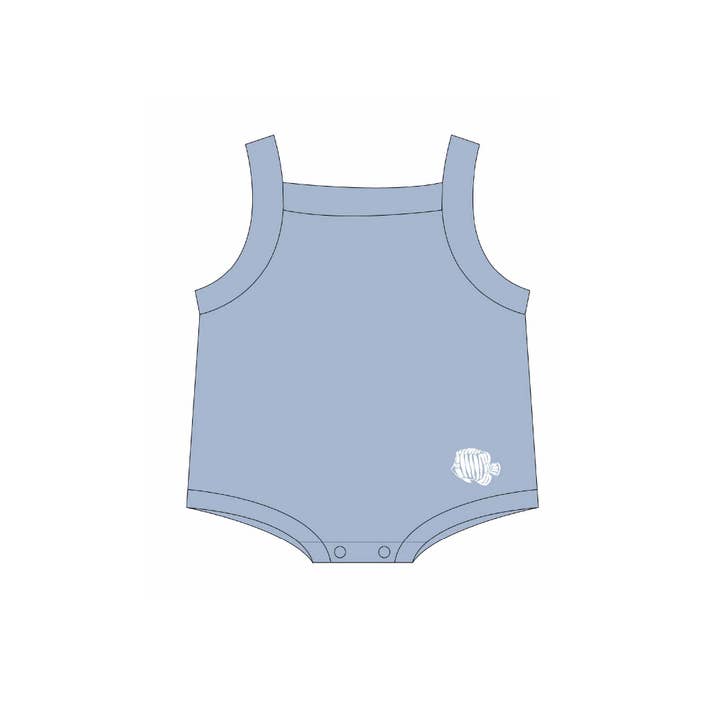 Terry Romper - Angelfish | Sky for wholesale by Lewis