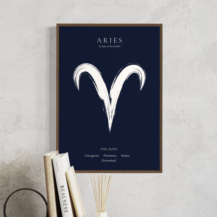 Gabrielle Dalsan - Venta al por mayor Pósteres - Póster impreso sobre el zodíaco y la astrología de ARIES. A4, A3, A2. Idea de regalo de inauguración. Impresión artística vintage. Regalo para el Día de la Madre, arte de museo, estética1