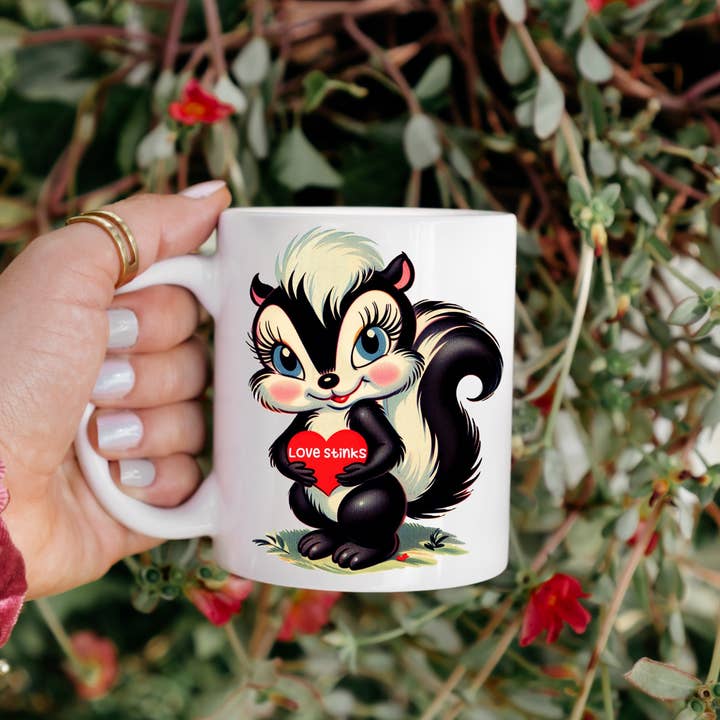 Ace the Pitmatian Co - Vente Tasse à café - Mug à café Anti Saint-Valentin "L'amour, ça pue"1