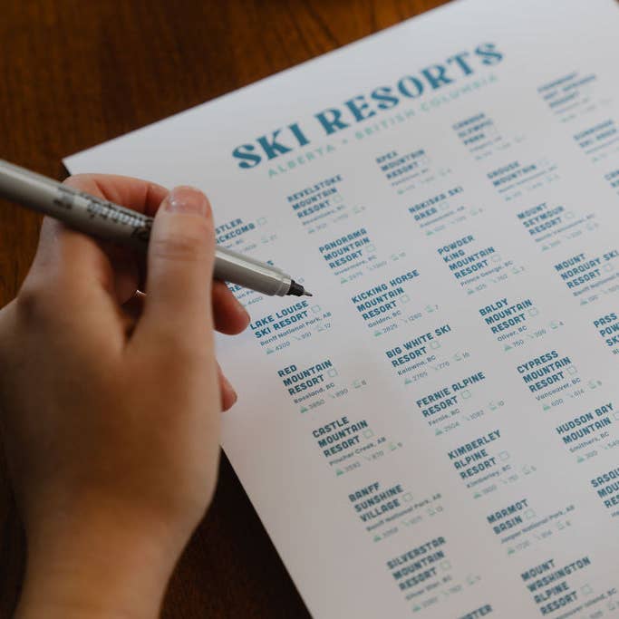Liste de contrôle de ski (Alberta et Colombie-Britannique) — Imprimer pour la vente par Wildly Supply Co.