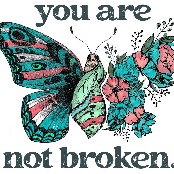 Savannah and James Co - Wholesale Sticker - You Are Not Broken Clear, Vinyl Sticker, 3x3 in.