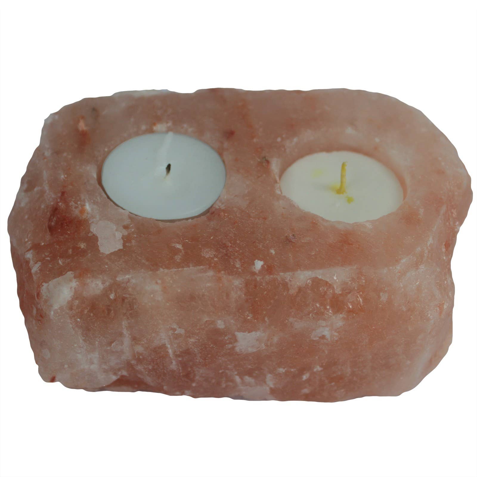 Ancient Wisdom – wholesale Candle holder – Natural Salt Candle Holder - 2 holes1