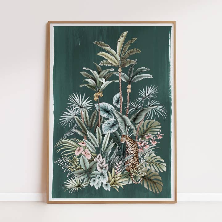 Impressão artística Green Tropical Paradise por atacado de Typoflora
