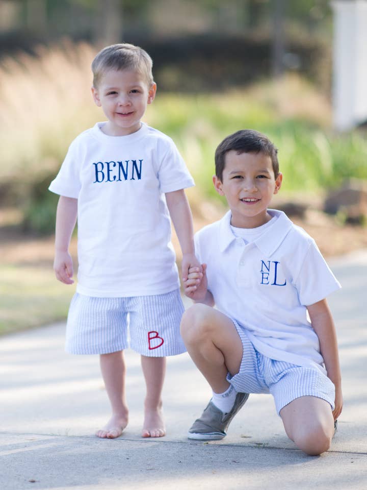 Boys Seersucker Shorts - BLUE for wholesale by Love That Cotton