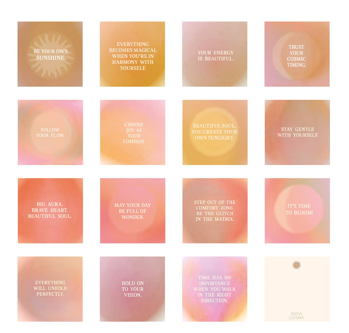 Anna Cosma - Vendita all'ingrosso Set di cartoleria/cancelleria - SII IL TUO SOLE - SET DI CARTE - MAZZO DI 15 CARTE DI AFFERMAZIONI3