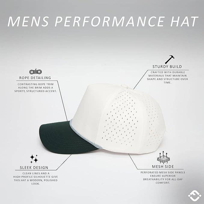 Funky Junque – Großhandel Basecap – Herren – Blanko Laser-Cut Golfseil-Kappe - Grün/Beige2