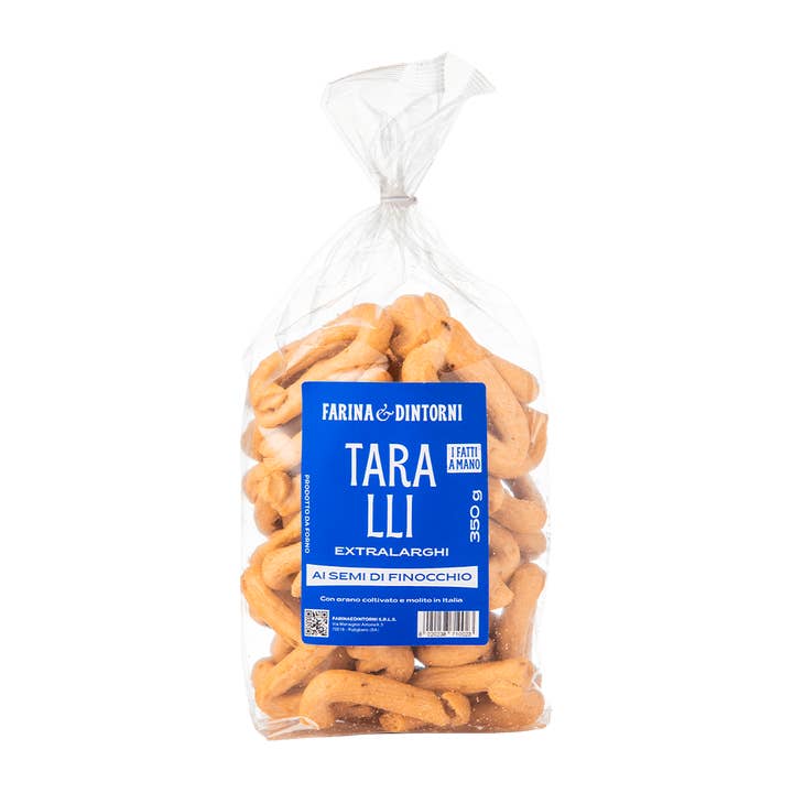 Ekstra brede taralli med fennikelfrø 350g for engroshandel hos farinaedintorni