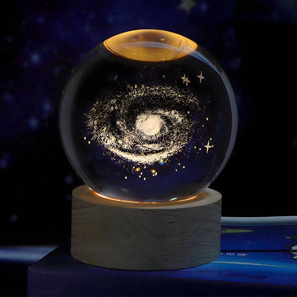 Showcase - Wholesale Decorative Tabletop Object - CelestiaGlow LED Crystal Ball With Wooden Base (Multiple Styles)
