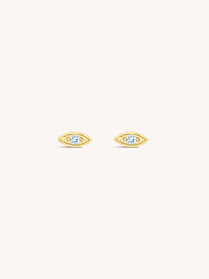 Evil Eye Stud Earrings - Aquamarine for wholesale by Sierra Winter Jewelry