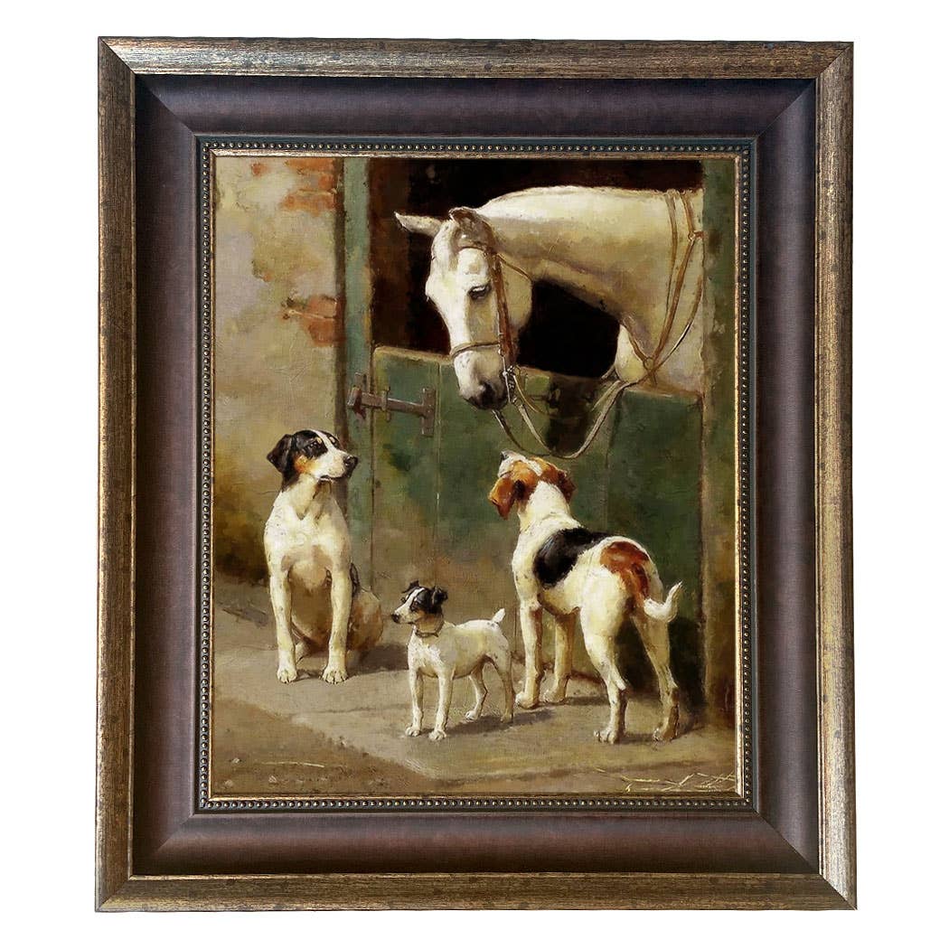 Madison Bay Co. - Historical Home Decor Reproductions - Wholesale Art Print - Dog and Horse at Stable Vintage Painting Print on Canvas59