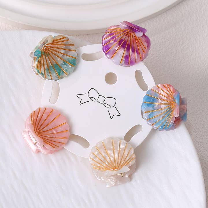 Mini Hair Clips set of 5 - Pastel Shells for wholesale by Bewaltz