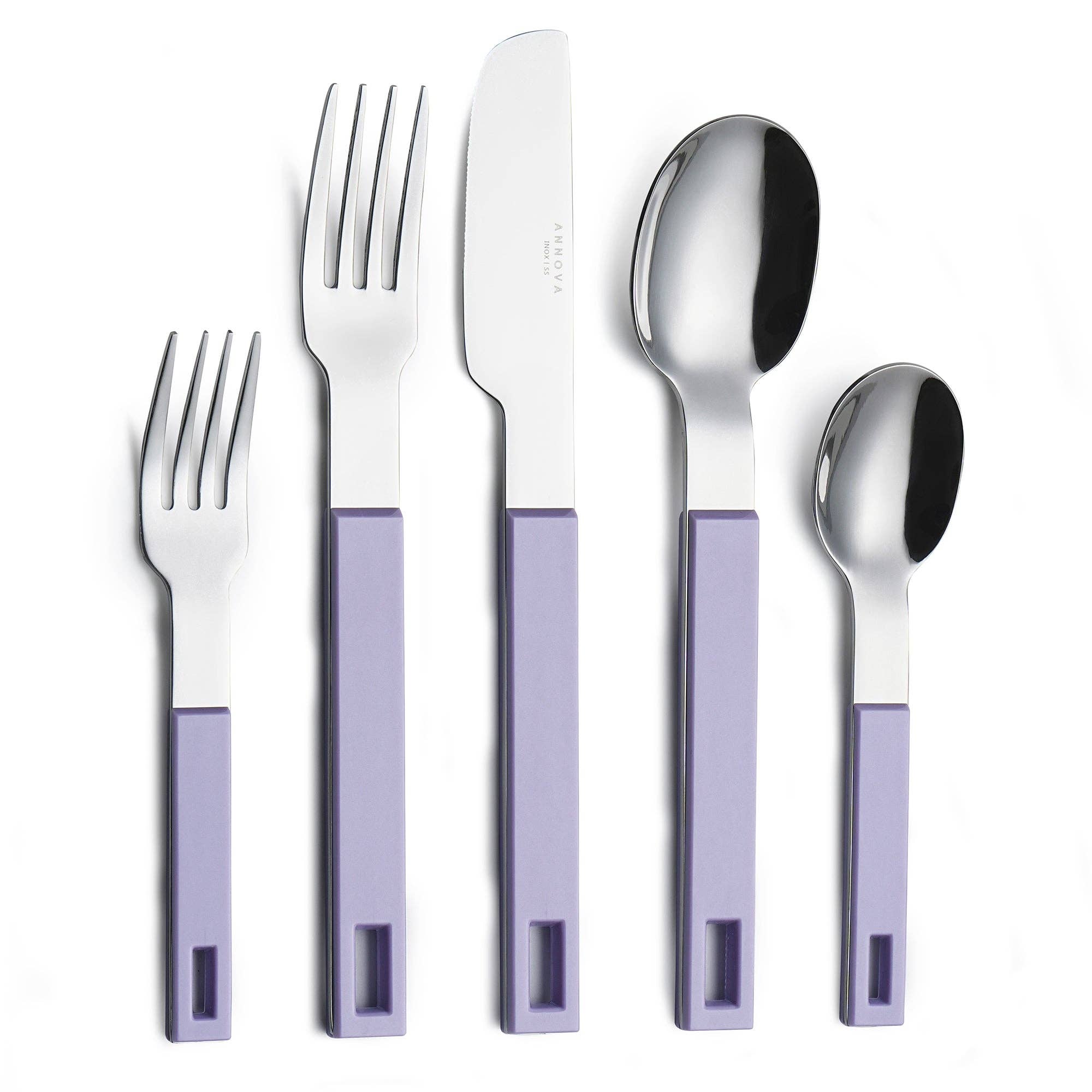 ANNOVA - Wholesale Flatware Set - ANNOVA Block Handle Silverware Set 20 Pieces Color Modern Style Flatware32