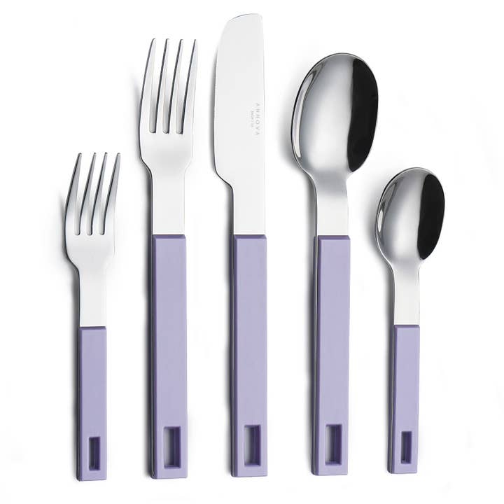 ANNOVA - Wholesale Flatware Set - ANNOVA Block Handle Silverware Set 20 Pieces Color Modern Style Flatware32