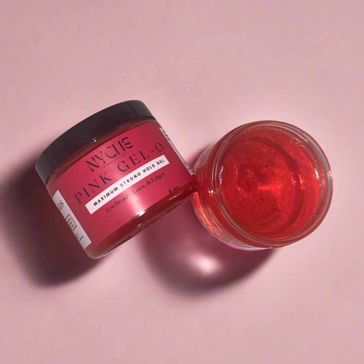 PINK GEL-O - Maximale Sterke Houd Braid, Loc, & Edge Gel met Arganolie voor wholesale door Nyche Hair LLC