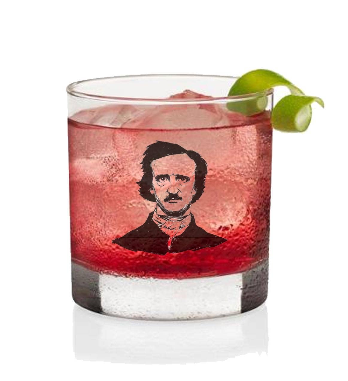 Fly Paper Products - Wholesale Cocktail/Liquor Glass - Edgar Allen Poe Glass Tumbler l Bar Glass 4