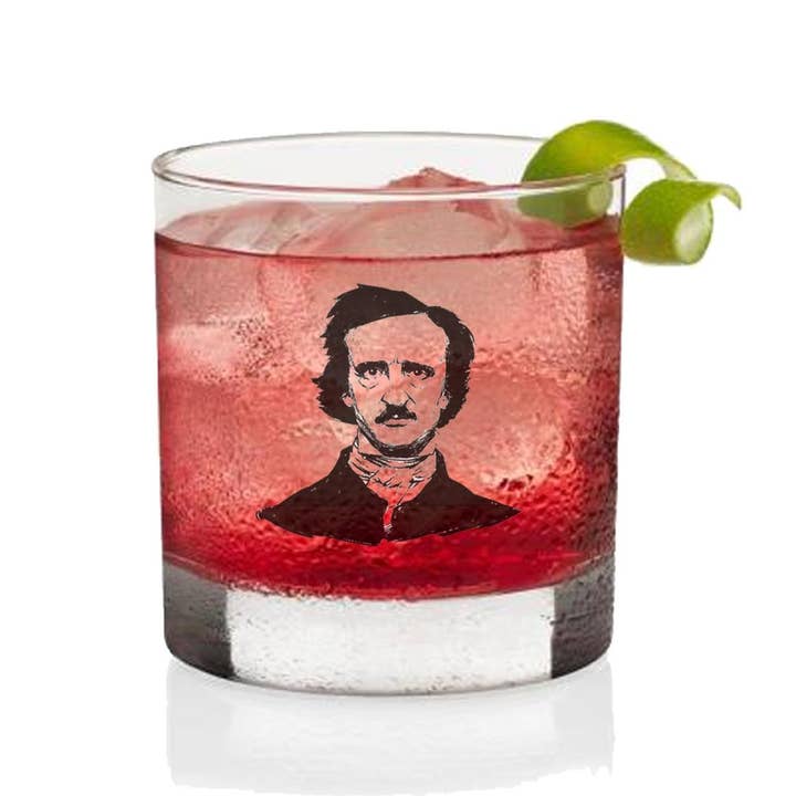 Fly Paper Products - Wholesale Cocktail/Liquor Glass - Edgar Allen Poe Glass Tumbler l Bar Glass 4