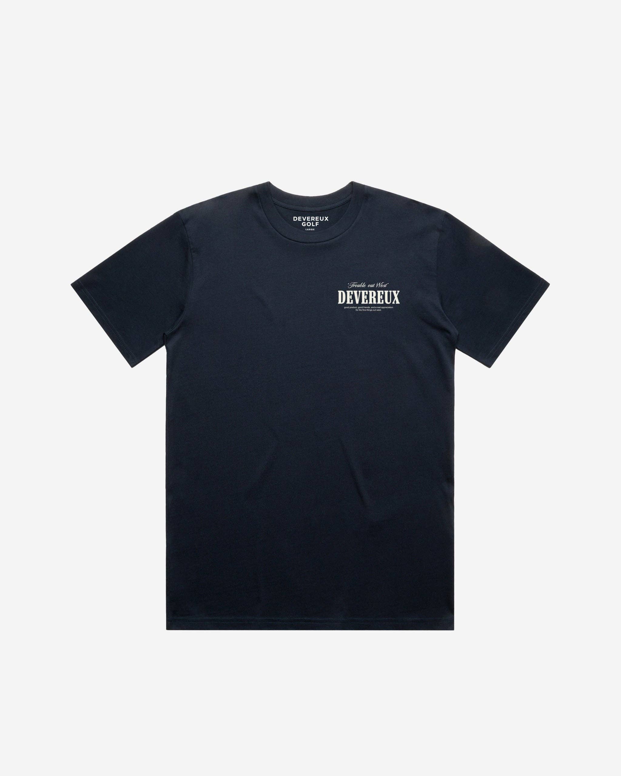 Trouble Out West Tee - Navy for wholesale on Faire1