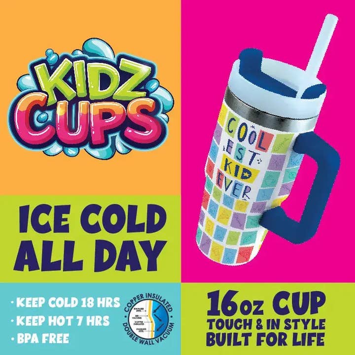 Novelty Closeout - Wholesale Drinking Glass/Cup - Kids & Baby - 16 oz Insulated Kids Cup Assortment - 6/Pack1