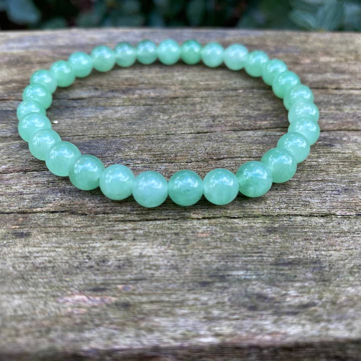 Bracelet élastique de lithothérapie en Aventurine pour la vente par Boutique Bohème